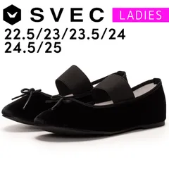 【新品】 パンプス レディース SVEC シュベック ブラック ベロア 黒 カンフーシューズ ラウンドトゥ ゴムストラップ 甲ベルト バンド フラット 走れる かかと踏める 靴 シューズ 22.5 23 23.5 24 24.5 25 IPT246-19-CP
