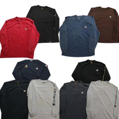 古着卸 まとめ売り カーハート Carhartt 長袖Tシャツ 10枚セット (メンズ L ) 胸ポケット ヘンリーネック ワンポイント 中古 古着 NB3970