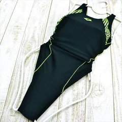 SE2-X04☆arenaアリーナ競泳水着 Lサイズ 黒 蛍光黄色 オープンバック クール かっこいい レディース 練習用水着 フィットネスジムプール ワンピース■