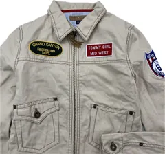 TOMMY JEANS ☆ モーターサイクル デザイン コットン ジャケット ブルゾン ベージュ レディース S Y2K 古着 トミーヒルフィガー■CB252