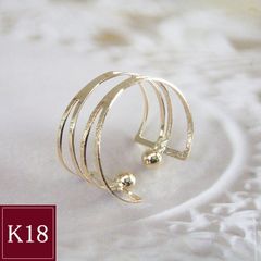 K18 リング 指輪 形状記憶ワイヤー ゴールドカットボール デイリー