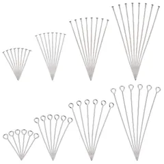 【在庫処分】シルバー 800本セット 20mm/30mm/40mm/50mm アクセサリーパーツ tピン ステンレス ピアス 9ピン ブレスレット ネックレス PandaHall ハンドメイド材料 DIY用 PH 手芸素材 収納ケース付き