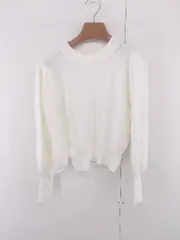 ◇ ◎ ●未使用● ViS モックネック ラメ バルーンスリーブ 長袖 ニット セーター サイズF オフホワイト系 レディース P  【1306100000636】