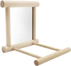 TK.FELLY 木製止まり木 オウムやインコに最適 小鳥用 バードトイ ミラー付き