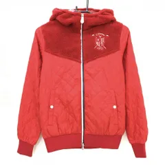 【美品】キャロウェイ 中綿ジップパーカー レッド×白 一部ボアキルティング 切替 レディース M ゴルフウェア Callaway