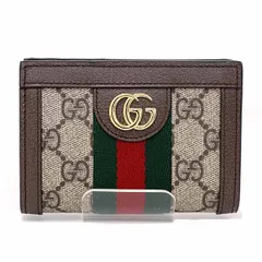 グッチ GUCCI オフィディア スモールウォレット 二つ折り財布 GGスプリームキャンバス 813296 ベージュ＆ダークブラウン 【中古】S