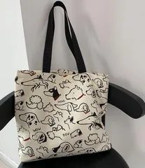 トートバッグ レディース 帆布バッグ 大容量 手提げ 肩掛け エコバッグ 猫柄 プリント 可愛い 韓国風 ファッション 通学 通勤 買い物 旅行 サブバッグ