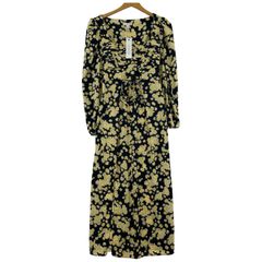 美品  TOPSHOP トップショップ タグ付き 長袖 ロングワンピース sizeUK 6/イエロー×ブラック