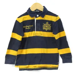 ポロバイラルフローレン ポロシャツ トップス 長袖 ボーダー ラガーシャツ キッズ 男の子用 100サイズ 紺×黄 Polo by Ralph Lauren 【中古】のサムネイル