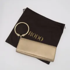 RODO イタリア製ブラックサテン クラッチバッグ ゴールド留め具 RODO イタリア製ブラックサテン クラッチバッグ ゴールド留め具