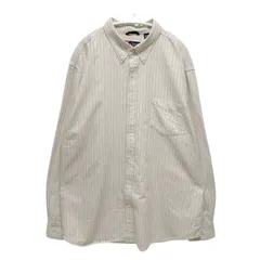 チャップス CHAPS ストライプシャツ ボタンダウン 長袖シャツ 2XL オーバーサイズ ワンポイント 刺繍 古着 D301