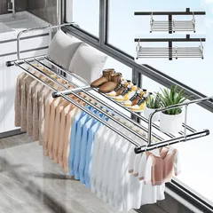 「送料無料＆迅速発送」 物干し 折りたたみ ベランダ 物干し 伸縮可能 78-140cm 組立不要 洗濯物干し 一人暮らし 乾燥ラック 壁掛け式 省スペース 洗濯ハンガー 隙間収納 布団干し 屋外室内兼用 枕/靴/布団/花台/タオル適応