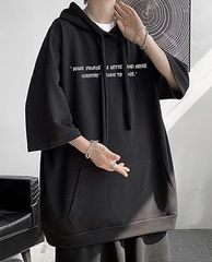 【全新品】パーカー メンズ 半袖 春夏 薄手 五分袖 ｔシャツ ゆったり カジュアル 無地 おしゃれ 大きいサイズ ha41518