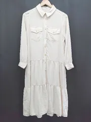 ◇ Θ ameli MAJESTIC LEGON 長袖 膝下丈 ティアード シャツ ワンピース サイズM ベージュ系 レディース E  【1507160009137】のサムネイル
