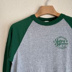 七分袖 ラグラン アメリカ古着 プリントTシャツ GREEN GRAY
