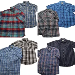 古着卸 まとめ売り ウエスタン 半袖シャツ 8枚セット (メンズ L /XL /2XL ) リーバイス ラングラー ディッキーズ チェック 中古古着 NB5544