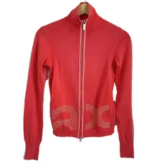 ARMANIEX(アルマーニエクスチェンジ) ブルゾン サイズS レディース - レッド×白 長袖/ジップアップ/春/秋