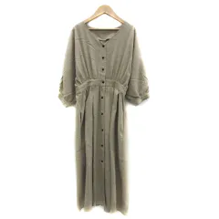 アーバンリサーチ サニーレーベル URBAN RESEARCH Sonny Label シャツワンピース ロング丈 七分袖 ドルマンスリーブ Vネック 無地 F ベージュ /YS10 ■MO