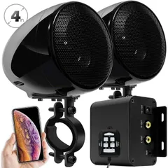 AILEAP M150 オートバイオーディオセットステレオ 2CH アンプ、 4 インチ防水スピーカー、 BLUET