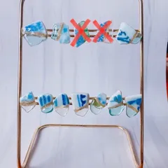 ＊海からの贈り物＊大人可愛いきらきら輝透明感 ｼｰｸﾞﾗｽ×ｼｰ陶器ﾋﾟｱｽ