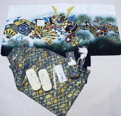 七五三 五歳 男児 羽織袴フルセット L寸 白地×青 袴変更可能 NO38731 七五三 五歳 男児 羽織袴フルセット L寸 白地×青 袴変更可能 NO38731