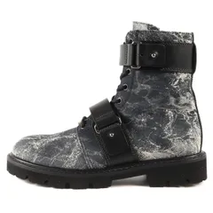 美品 EMPORIO ARMANI エンポリオアルマーニ ブーツ サイズ:6 レザーストラップ付き デニム レースアップブーツ ネイビー 紺 シューズ 靴 シンプル カジュアル ブランド【メンズ】【中古】【新品同様】のサムネイル