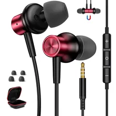 ブラックトレッド_3.5mmプラグ 【2024新登場】イヤホン 有線 マイク付き 3.5mmジャック HiFi音質 ノイズキャンセリング イヤフォン 通話対応 重低音 磁気 カタル型 パソコン PC対応iPhone SE/6s/iPad/ipod/PS5/AQ