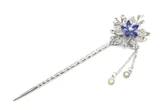 簪 かんざし 一本 和装 髪飾 着物 留袖 アンティーク 花 ブルー プレゼント