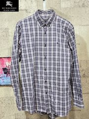 バーバリー ブラックレーベル チェック 長袖 シャツ 40 BURBERRY BLACK LABEL