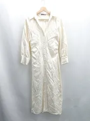 ◇ ⊇ ZARA ザラ 花柄 長袖 ロング ワンピース サイズEUR M クリーム系 レディース E  【1504240003801】
