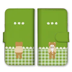 iPhone 11 iPhone11 ケース 手帳型 アイフォン11 スマホケース 携帯ケース くま クマ くまちゃん テディベア 可愛い お花 ギンガムチェック ベージュ こども キッズ カラー05