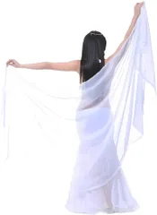 S.fields.inc シルクベール ベリーダンス フェイクシルク ポリエステル ダンス衣装 単色 スカーフ 練習用( ホワイト,  Free Size)