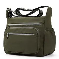 【新品】 [KALIDI FANCY FOREST] ショルダーバッグ 大容量 9ポケット 斜めがけバッグ 肩掛けバッグ 多機能 ナイロン 防水 軽量 レディース メンズ 通学 通勤 （オリーブグリーン） 0