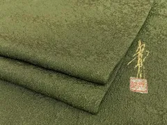 平和屋着物●上質な色無地　作家物　紋意匠　媚茶色　正絹　逸品　AAAY6662zg