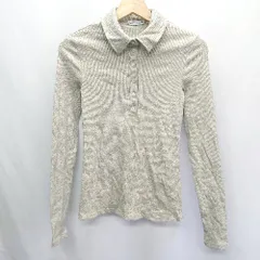 ◇ ⊂ ZARA ザラ スリット素材　ストレッチ生地 長袖 ポロシャツ サイズM カーキ系 レディース E  【1410100003969】