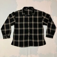 美品　MEICONNE 長袖ネルシャツ　ブラック　ホワイト　ベージュ　LL
