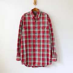 ABERCROMBIE & FITCH アバクロ ネルシャツ BIG SHIRT 赤系のチェック柄 L （w-2260）