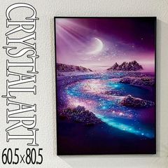 アートパネル クリスタル 水晶パネル 60×80 壁掛け絵 パネル 月 夜景 風景 絵画 月夜 フレーム付き インテリア おしゃれ ART-007