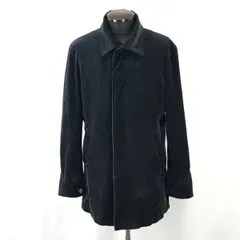 ミッシェルクラン/MICHEL KLEIN★ベロア/ステンカラーコート/アウター【46/メンズM/紺ストライプ柄/navy】Coats/Jackets/Jumpers◆zBH313