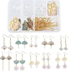 [SUNNYCLUE] 和風の恋 10対 パーツ 扇子 桜 チャーム 花 扇 ピアス フラワー うちわ イヤリング 和柄 ネックレス 花びら チャーム 和風 透かし 揺れる 合金 エナメル メタルパーツ キーホルダー チョーカー チャームチ