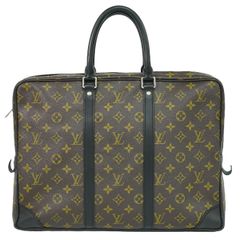 本物 ルイヴィトン LOUIS VUITTON LV ポルトドキュマン ヴォワヤージュ モノグラム マカサー ビジネスバッグ ハンドバッグ ブラウン M40225 ビトン バッグ 中古 【フォロー割】