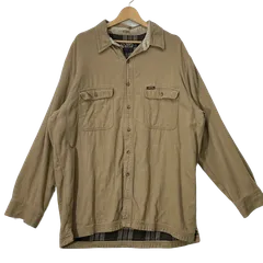 90's vintage 90年代 ヴィンテージ CHAPS RALPH LAUREN チャップスラルフローレン 裏地チェック柄 ダブルポケット 長袖 シャツ ボタンダウン オーバーサイズ ビッグシルエット インドネシア製 Lサイズ ブラウン