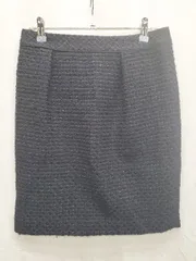 ◇ ⊇ UNTITLED アンタイトル ツイード 秋冬 膝丈 タイト スカート サイズ2 ネイビー ブルー系 レディース P  【1408200039025】