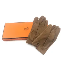 ■極美品■稀少■HERMES  エルメス　H金具　ドライビンググローブ　レザーグローブ　革手袋　ブラウン系　シルバー金具　刻印あり<!-利用不可文字-!><!-利用不可文字-!>S  レディース　箱付きのサムネイル