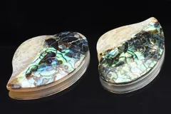 アバロンシェル 33x24mm リーフ (トップ穴) ペア 2個セット ルース パワーストーン 天然石 _PR3428