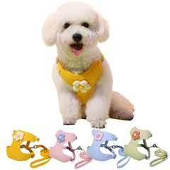 新品 CLOGRATIA チワワ ハーネス パピー用ハーネス リード 小型犬 トイプードル 首輪 お散歩 着脱簡単 おしゃれ (イエロー S)