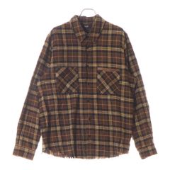 AMIRI (アミリ) カットオフデザイン チェック長袖シャツ ブラウン