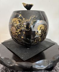 美品　京清水焼　谷口正典作「風神雷神図」飾り香炉　エクセルヒューマン社購入　限定品　俵屋宗達　尾形光琳　琳派　傑作名画