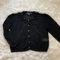 M'SGRACY お花モチーフ　黒カーディガン　透かし編み