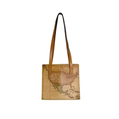 プリマクラッセ トートバッグ 地図柄 ハンドバッグ PRIMA CLASSE ブラウン